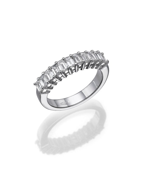 Emerald cut diamonds wedding ring. Diamonds Bridal  Band. 18k gold  8025W