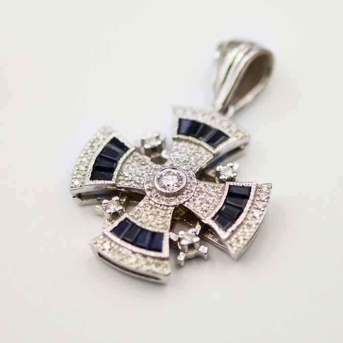 Jerusalem cross with Nano New Testament chip set with diamonds . 18k gold. 8-2-001