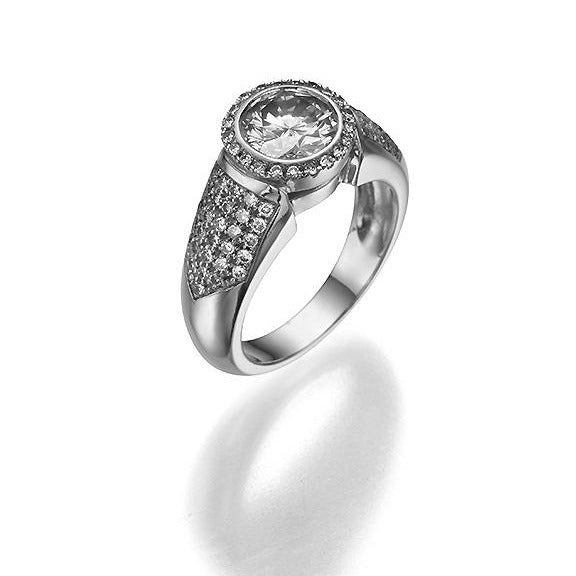 Solitaire  Ring 1ct Round diamond.18K gold. 9041