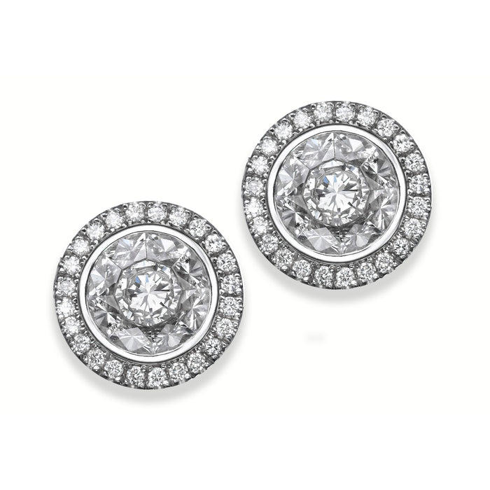 Diamonds Earrings. Diamonds studs. Halo Diamonds Earrings. OctaR 1518w