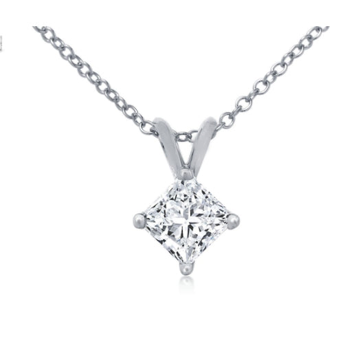 PRINCESS CUT Diamond Solitaire תליון, זהב 18 קראט, 4506