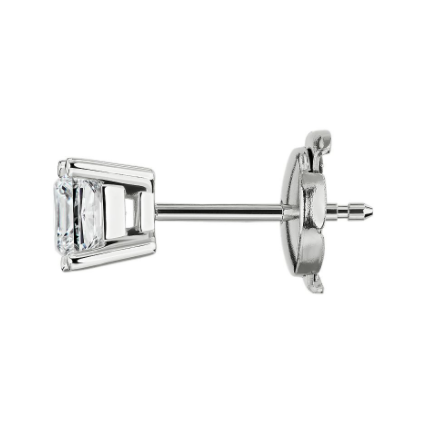 Classic earrings with  Princess cut diamonds. princess studs. 18k gold. 4509