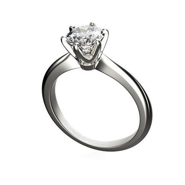 Solitaire  Ring 1ct Round Diamond. 18K gold. 9052