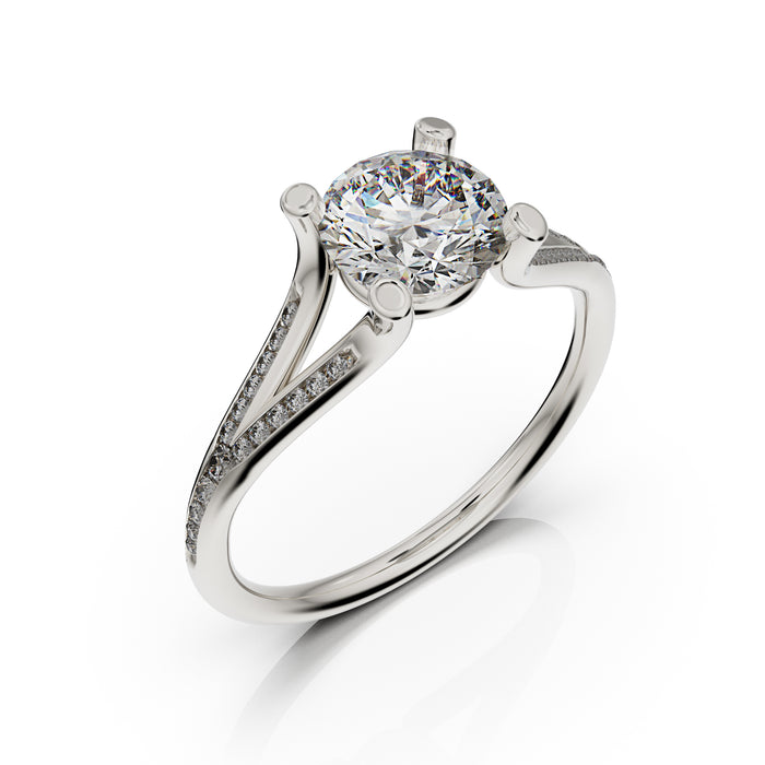 MARGARETHA engagement  Ring   LAB Round cut Diamond. 14K gold ring. 9069ECO
