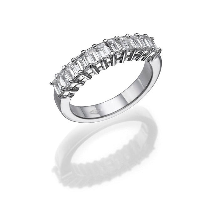 טבעת נצח יפהפיה ואלגנטית יהלום אמרלד. (סט טבעת חצי) 8025W
