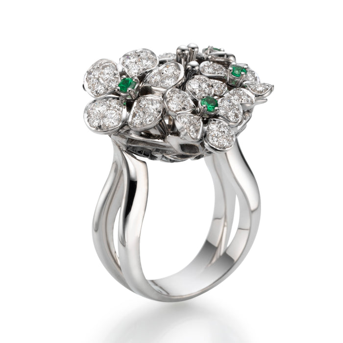 Diamonds Ring. Bouquet of Diamonds and Tsavorite ruby sapphire. LP1461