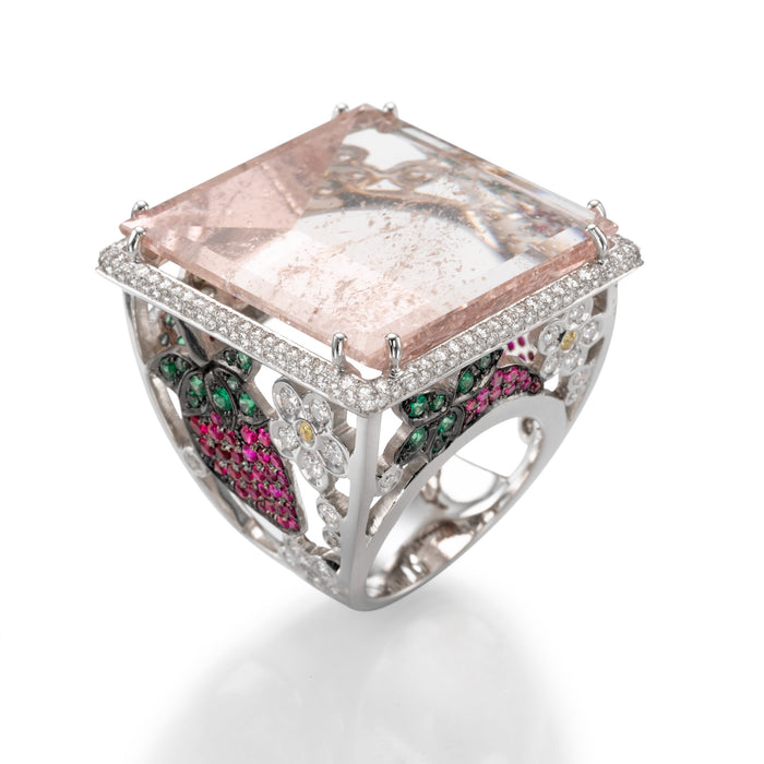 Ring  LP1950 Morganite , Rubies and Diamonds