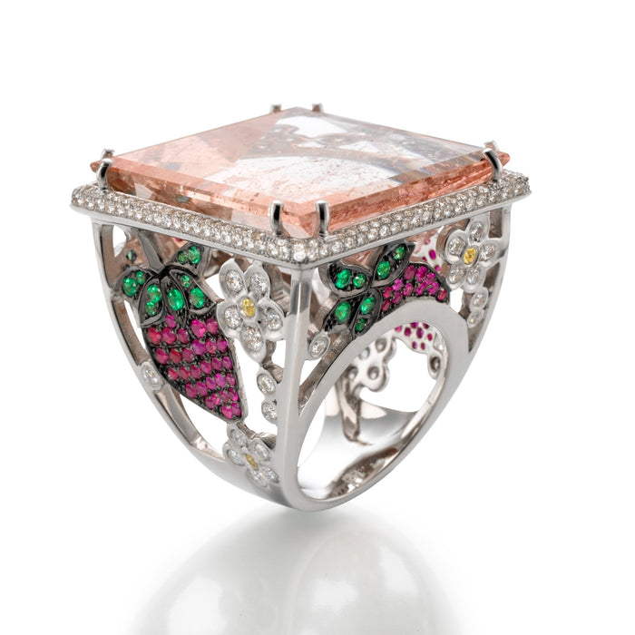 Ring  LP1950 Morganite , Rubies and Diamonds