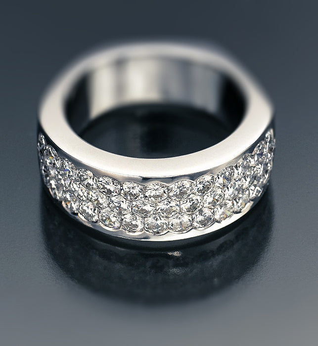 Statement ring, eternity ring, Beehive shape Diamonds. watch standard Invisible setting.