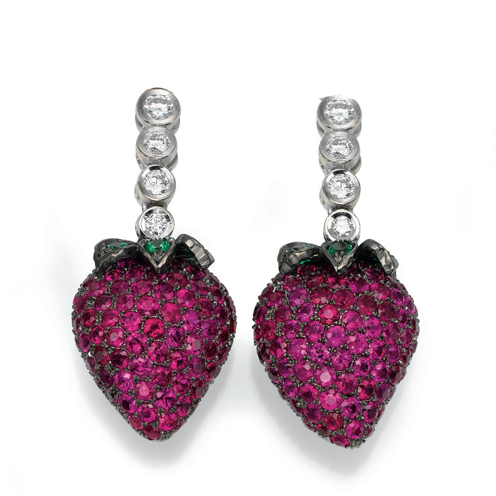 Dianonds Earrings.  strawberry of Diamonds and Ruby. LP 2703