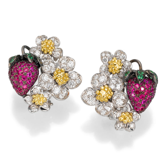 Diamonds Earrings. strawberry of Diamonds and Ruby.  LP 2768