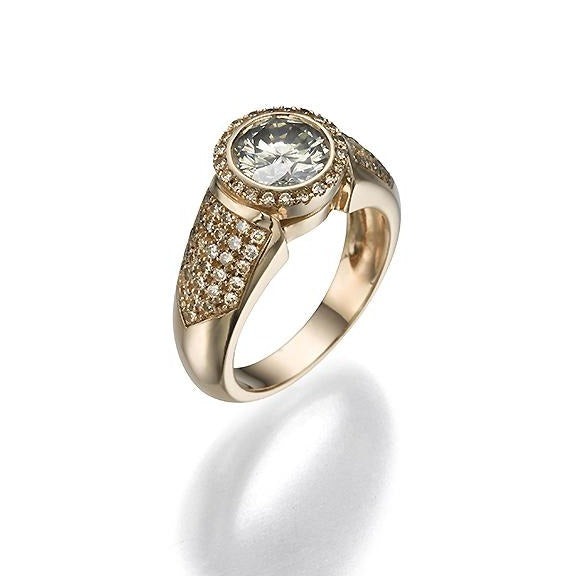 טבעת סוליטייר 0.75 ליהלום עגול .18K זהב. 9041