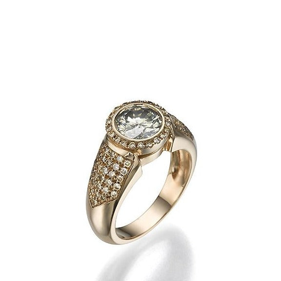 טבעת סוליטייר 1CT יהלום עגול .18K זהב. 9041