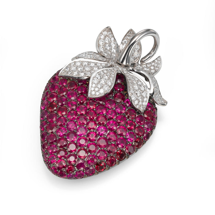 Rubies pendant. Huge strawberry pendant. Diamonds and Ruby.LP 3325