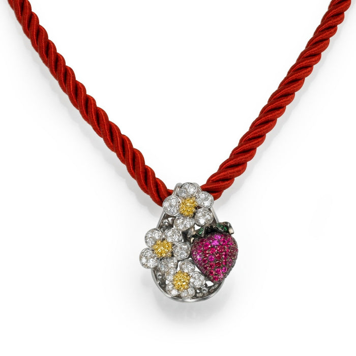 Rubies pendant. strawberry Necklace  Diamonds and Ruby. LP 3788