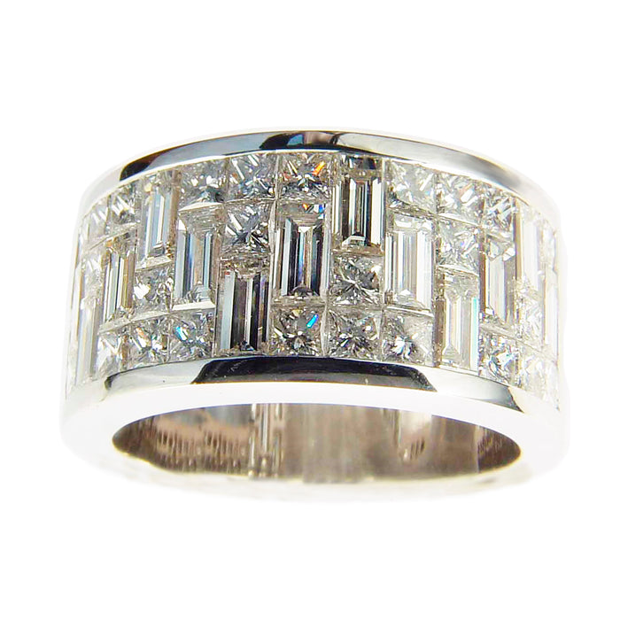 טבעת נישואין של BagueWttes טבעת נישואין. להקת כלות יהלומים. Baguettes & Princess. 8014