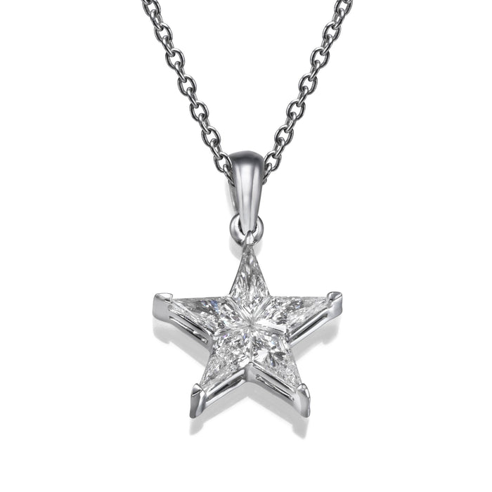 A unique Star shape Diamonds pendant, necklace invisible setting.w