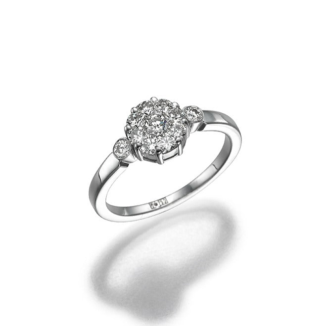 טבעת יהלומים בסגנון סוליטייר. טבעת התקשרות. הגדרה בלתי נראית .18 k זהב. אוקיליאנט 6578