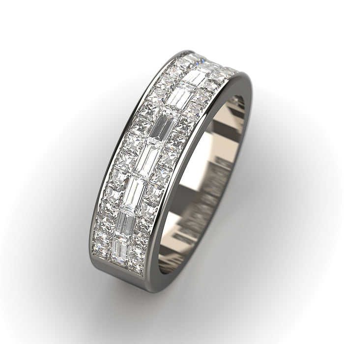 Baguettes Diamonds Wedding ring. Diamonds Bridal  Band. 18k gold. 8029 .