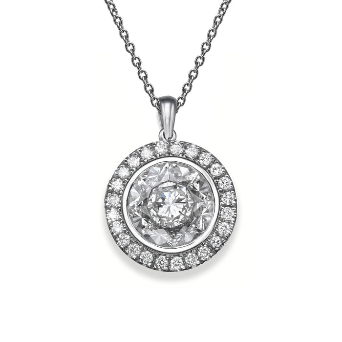 Diamond pendant. Solitaire style, diamonds Halo penfant. OctaR 1513