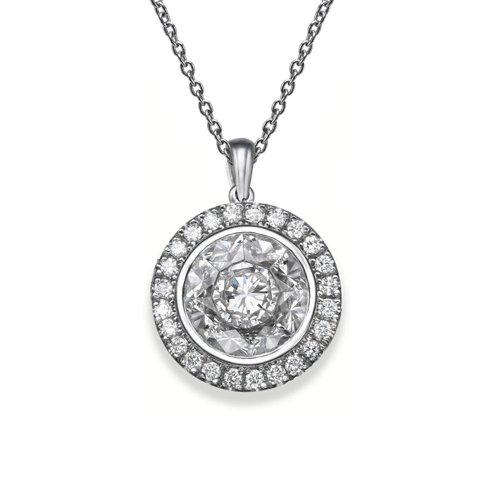 Diamond pendant. Solitaire style, diamonds Halo penfant. OctaR 1513w