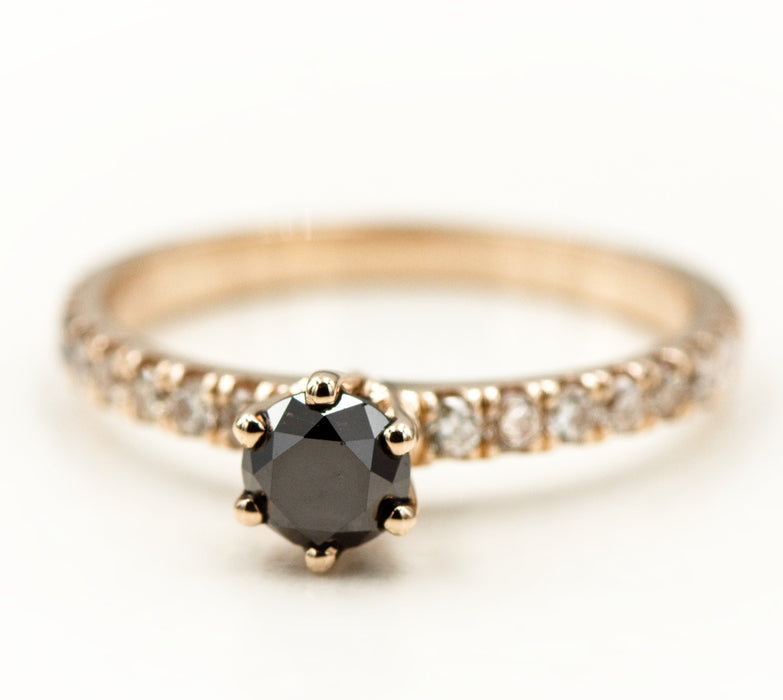 טבעת סוליטייר, 1 CT Black Diamond, 9048