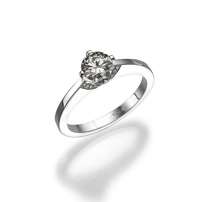 טבעת סוליטייר 0.50 יהלום חתוך עגול. טבעת זהב 18 קראט. 9054