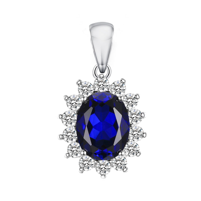 Diana style pendant Solitaire Pendand with Oval shape Tanzanite with Brilliant Diamonds. 18k gold. 7024