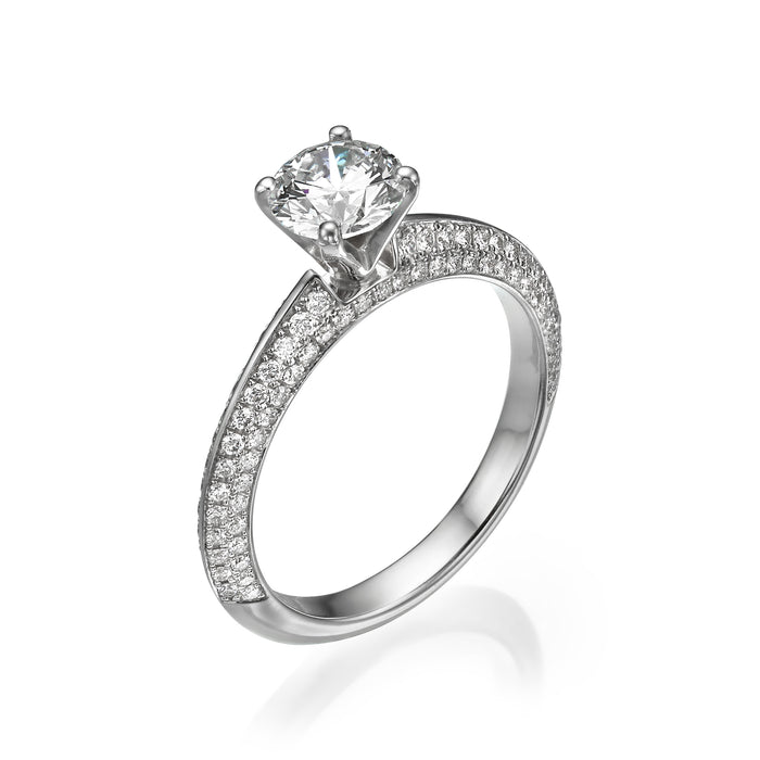 A Solitaire Ring  0.75ct Round Diamond and brilliants Diamonds. 18K white gold. 9066