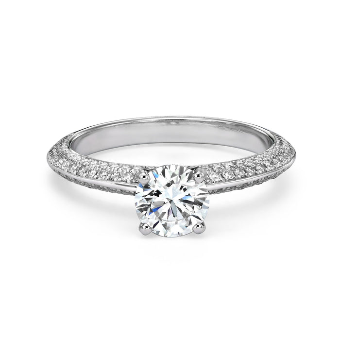 Solitaire Ring  1.0 ct Round Diamond and brilliants Diamonds. 18K white gold. 9066