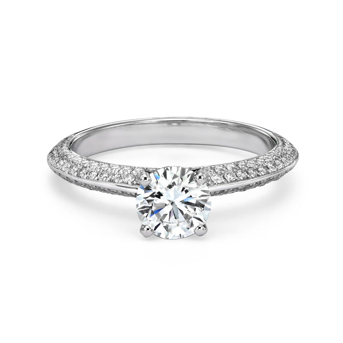 GRACE Emgement Ring, LAB Round Diamond and brilliants Diamonds. 14K  gold. 9066ECO