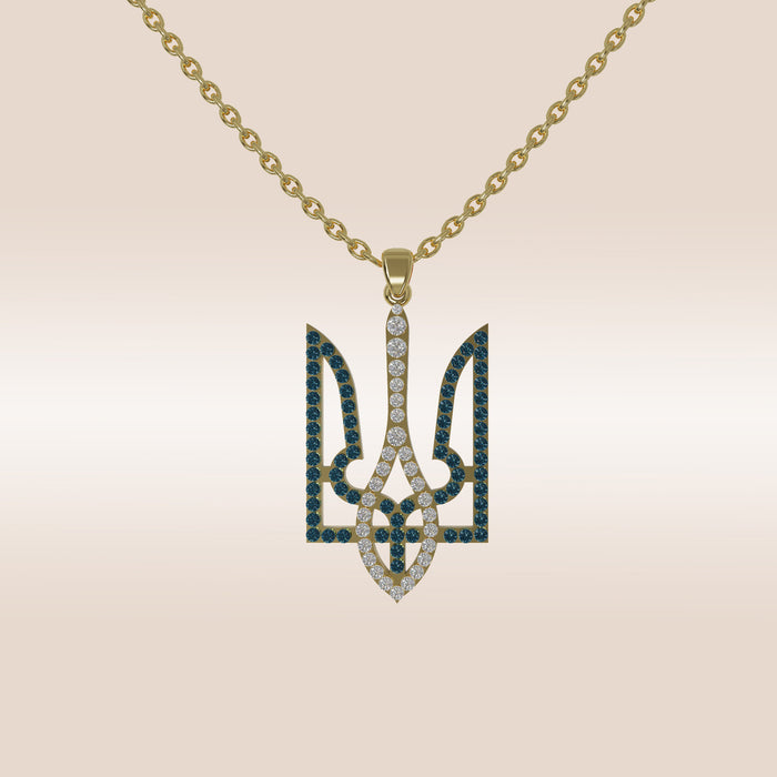 A gold Coat of arms of Ukraine  necklace
