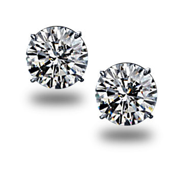 Classic earrings with LAB round diamonds. Solitaire, Briliants studs. 14k gold. 4502ECO