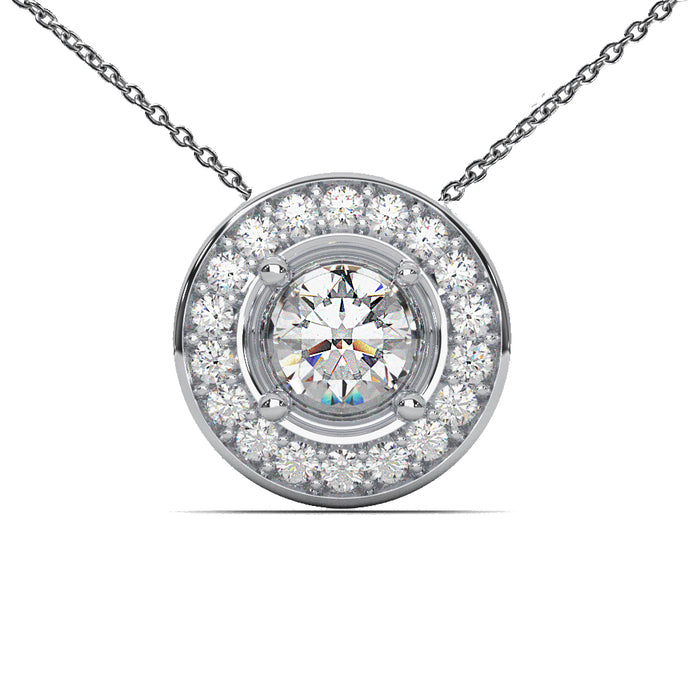 Halo Diamond Pendant ,Round Diamond with Brlliants Halo. 18k gold. 4511