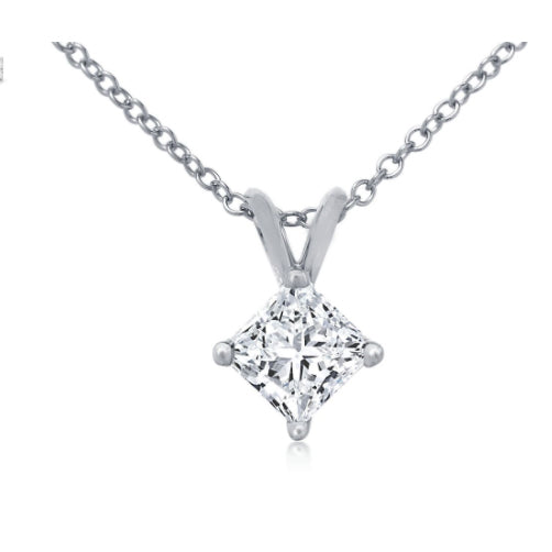 Princess cut Diamond Solitaire Pendant, 18k gold,  4506