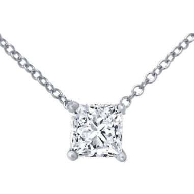 Princess cut Diamond Pendant. 18k gold.  4505