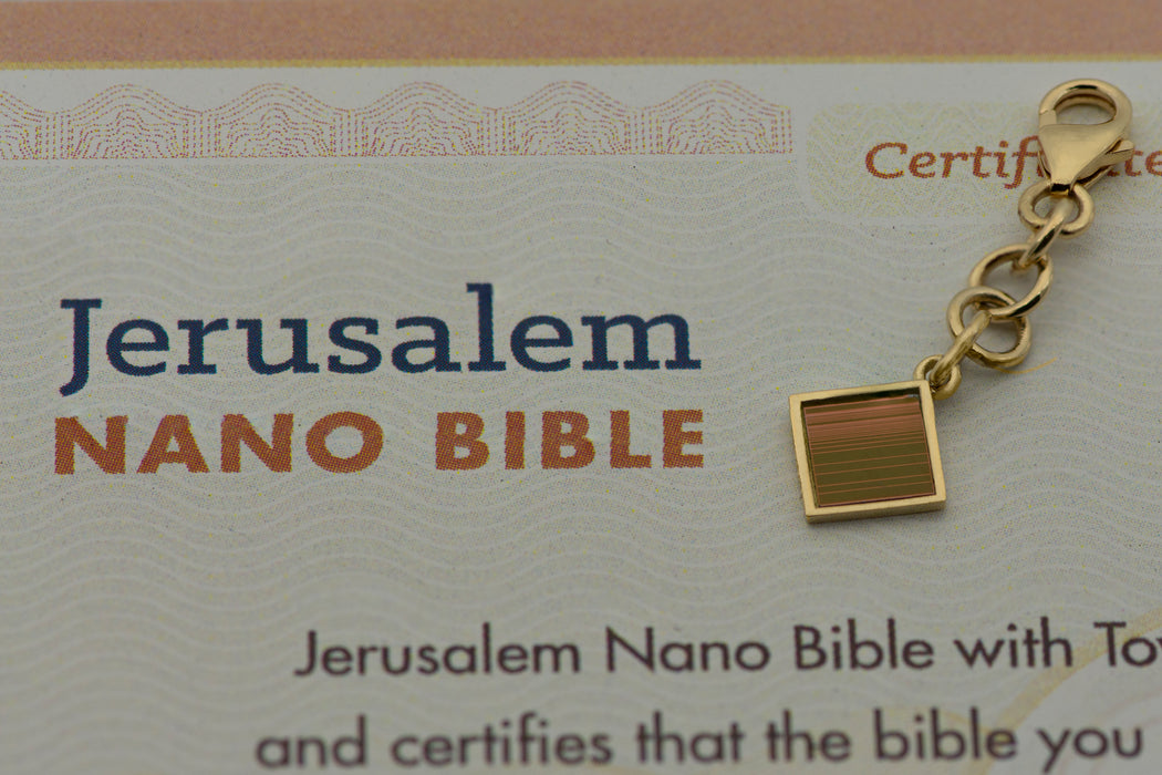 A Christian jewelry, Religious gift, Christian charm, Nano new testament charm. Jerusalem Nano Bible. Cross